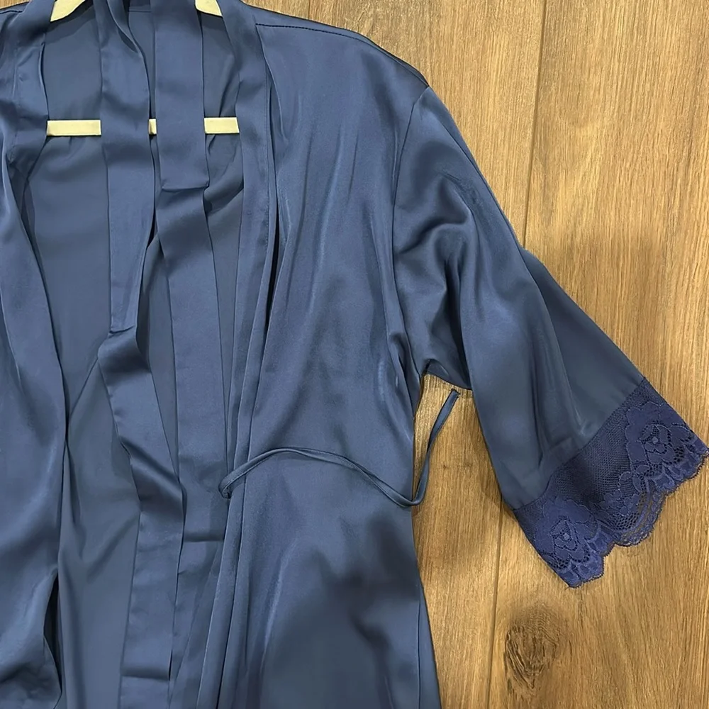 Blue Satin Robe - Picture 3 of 3